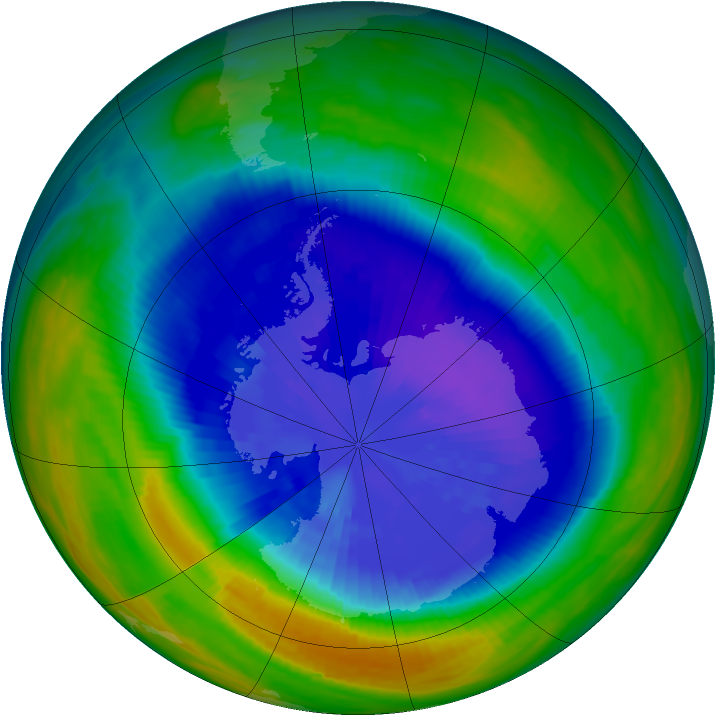 Antarctic ozone map for 16 September 1992